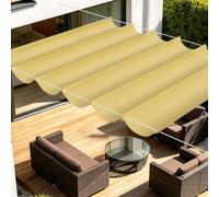Toile d'ombrage Rétractable 600 x 450 cm Toile Imperméable Voiles d'ombrage avec Œillets avec Oeillets et Cordons pour en Plein Air, Jardin Terrasse, Jaune Sable