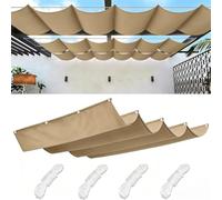 Toile d'ombrage rétractable Hydrofuge Isolante Thermique Couleur Sable 145x400cm Protection Solaire Robuste pergola terrasses & hôtels résistante aux déchirures fournie avec Cordon de Traction Solide