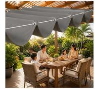 Toile d'ombrage rétractable Vague 300x500cm,étanche et Anti-UV,Cordon Inclus,Installation Simple,idéale pour Balcon,pergola et Piscine Gris foncé