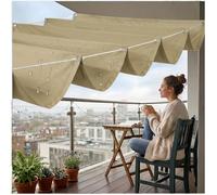 Toile d'ombrage rétractable Vague 400x1000cm,imperméable et Anti-UV,Cordon Inclus,idéale pour pergolas,terrasse et espaces de Loisirs extérieurs Kaki Clair
