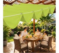 Toile d'ombrage Rétractable Vague - Voiles d'ombrage pour Jardin et Piscine - Tissu Imperméable Extérieur Haute Résistance, Store Réglable avec Kit de Fixation - 200x500cm Vert Clair