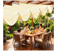 Toile d'ombrage Rétractable Vague - Voiles d'ombrage pour Jardin et Piscine - Tissu Imperméable Extérieur Haute Résistance, Store Réglable avec Kit de Fixation - 200x500cm Beige