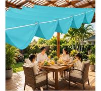 Toile d'ombrage Rétractable Vague - Voiles d'ombrage pour Jardin et Piscine - Tissu Imperméable Extérieur Haute Résistance, Store Réglable avec Kit de Fixation - 200x500cm Bleu