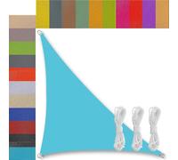Toile d'ombrage Triangulaire Triangle Imperméable pour Patio avec Corde Libre Voile d'ombrage ajourée pour Balcon Patio terrasse Jardin extérieur Lac Bleu 6x6x8m