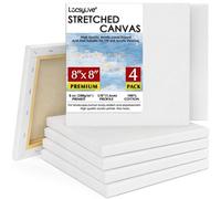 Toile Étirée, Lot De 4, 8x8 Pouces, Toile Blanche Carrée, 100% Coton, 8 Oz Gesso-Primed, Mini Toile Fournitures Artistiques