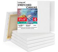 Toile Étirée, Lot De 4, 8x8 Pouces, Toile Blanche Carrée, 100% Lin, 8 Oz Gesso-Primed, Mini Toile Fournitures Artistiques