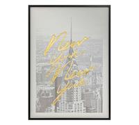 Toile imprimée encadrée à effet alu NEW YORK - 50 x 70 cm - Gris