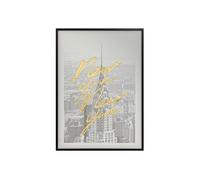 - Toile imprimée encadrée à effet alu NEW YORK - 50 x 70 cm - Gris - NEW YORK