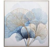 Toile imprimée Ginko encadrée 58x58 Atmosphera - Bleu orage Bleu, blanc et doré G