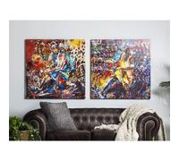 Toile imprimée « Panier ». Abstraite, 50 % huile, 80 x 80 cm. Lot de 2 : 80 x 3 x 80 cm.