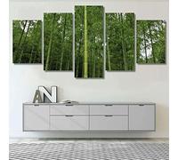 Toile Murale 5 Pièces Tableau Toile Moderne Mur De Bambou Vert Frais Peinture Murale 5 Pièces Art Poster Decoration Pour Le Maison,Salon,Chambre,Cuisine Sans Cadre 100 X 50 Cm