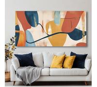 Toile murale abstraite,orange,bleu,rouge,jaune, peinture, images, œuvre d'art imprimée pour décoration de salon 60x120cm Sans cadre