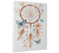 Toile murale attrape-rêves, imprimé floral papillon bleu marron, décoration murale bohème pour salon, chambre à coucher, sans cadre, 40,6 x 50,8 cm