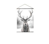 Toile murale imprimée cerf - 90 x 130 cm - Noir et blanc