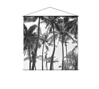 Toile murale imprimée palmier - 150 x 150 cm - Noir et blanc