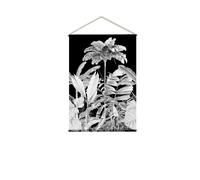 Toile murale imprimée palmier - 90 x 130 cm - Noir et blanc