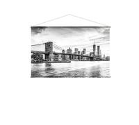 Toile murale imprimée ville - 150 x 90 cm - Noir et blanc