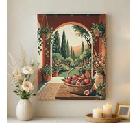 Toile murale style jardin d'automne - Impression de corbeille de fruits rustique vert marron - Décoration murale vintage pour salon, chambre à coucher, cuisine, 40,6 x 50,8 cm