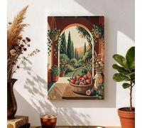 Toile murale style jardin d'automne - Impression de corbeille de fruits rustique vert marron - Décoration murale vintage pour salon, chambre à coucher, cuisine - 20,3 x 30,5 cm