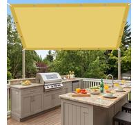 Toile Ombrage 370 x 460 cm avec Oeillets et Cordons Voile d'ombrage Toile Rectangulaire Imperméable Protection UV pour Patio Jardin Terrasse, Jaune Sable