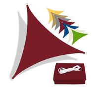 Toile Ombrage Exterieur Anti-UV,2x2x2 5x5x5m Voile D'ombrage Triangulaire Imperméable,Auvent Tissu Pare-Soleil Pour Terrasse Jardin Balcon Chenil, Filet Ombrages Plantes/Fleurs(Dark red,5x5x7m)