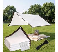 Toile Ombrage Exterieur Blanc Imperméable, Filet Ombrage Jardin Taux 70%, 4x4 5x5 6x6m Brise Vue Balcon avec Cordes Fixation, Protection Solaire pour Plantes(6x8m)
