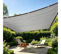 Toile Ombrage Imperméable 3.2x1.5 M Voile d'ombrage Rectangulaire avec Œillets, avec Kit de Fixation, Protection UV, pour Terrasse, Jardin, Balcon, Camping - Gris Clair
