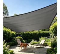 Toile Ombrage Imperméable 5x3.8 M Voile d'ombrage Rectangulaire avec Œillets, avec Kit de Fixation, Protection UV, pour Terrasse, Jardin, Balcon, Camping - Gris foncé