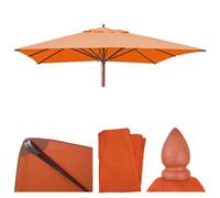 Toile Pour La Gastronomie Parasol En Bois Hwc-C57, Carré 3x3m Polyester 3kg Terre Cuite Orange