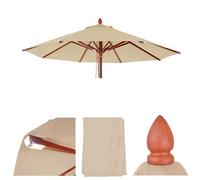 Toile Pour Parasol De Gastronomie En Bois Hwc-C57, Rond Ø4m Polyester 3kg Crème Gris