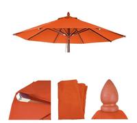 Toile Pour Parasol De Gastronomie En Bois Hwc-C57, Rond Ø4m Polyester 3kg Terre Cuite Orange