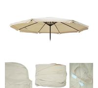 Toile Pour Parasol Meran Pro, Parasol De Marché Gastronomique Avec Volant Ø 5m, Polyester Crème Gris