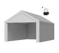 VEVOR Toile Rechange Carport, 6 x 4 m, Bâche Toit Abri Voiture, Couverture Tente Garage Portable, Résistante UV Imperméable, avec Parois Latérales, Cordons Élastiques à Billes, Gris, Cadre Non Inclus