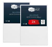 Artina Set de 2 Canvas toile peinture châssis entoilés bois FSC® à peindre | 40x40cm blanche 100% coton tableau toiles stable artiste acrylique vierge Akademie