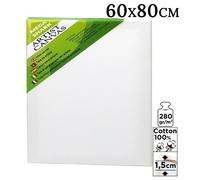 Toile sur châssis en bois - Toile pour peinture - 60 x 80 cm - 100 % coton - Blanche - Cadre en bois - Adaptée aux peintures acryliques et à l'huile