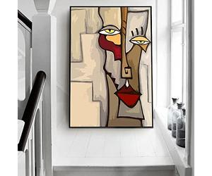 Toile tableau Peinture CaractèRe Abstrait Mixte Visage Picasso Affiche Murale Art Tableaux RéPlique Pour Salon Chambre Decoration De La Maison Sans Cadre 60×80cm