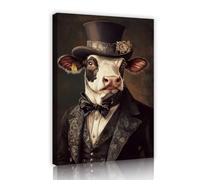 Toile Vache Gentleman Chapeau Haut-de-forme Rose 45x70cm