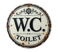 Toilet Signs Panneau rond Vintage en fer rustique for WC (toilettes), Plaque décorative avec motif Floral orné, idéal for la maison