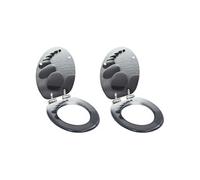 vidaXL Sièges de toilette 2 pcs. avec couvercle Soft-Close MDF design pierre