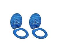 vidaXL Sièges de toilette avec couvercle 2 pcs. MDF Bleu – Design Goutte d'eau