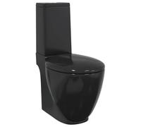 Toilette céramique noire à sortie verticale avec abattant à fermeture | WC rond design moderne, céramique noire, chasse 3/6 L, abattant silencieux, évacuation au sol