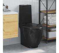 vidaXL Toilettes Rondes 141136 – Céramique, écoulement d'eau au fond – Noir