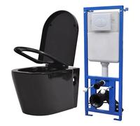 vidaXL Toilettes suspendues avec réservoir de chasse encastré Céramique noire