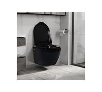vidaXL WC suspendu sans rebord avec fonction bidet Céramique noire