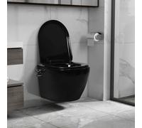 vidaXL WC suspendu sans rebord avec fonction bidet Céramique noire
