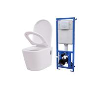 Toilette Murale Suspendue avec Réservoir Caché Cuvette WC Céramique Blanc