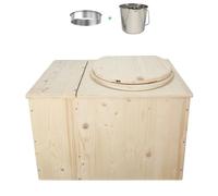 Toilette sèche avec bac à copeaux de bois intégré, Livré monté avec seau inox et bavette de protection inox - Fabrication artisanale Française - N17