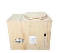 Toilette sèche rehaussée avec bac à copeaux de bois intégré, Livré monté avec seau plastique alimentaire 20L et bavette de protection inox - Fabrication artisanale Française - N6