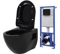 vidaXL Toilettes suspendues avec réservoir de chasse encastré Céramique noire