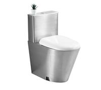 Toilettes en acier inoxydable 304 à haute efficacité : économie d'eau, double chasse d'eau, siège à fermeture amortie, couvercle en polypropylène, drainage mural, utilisation commerciale (couvercle en